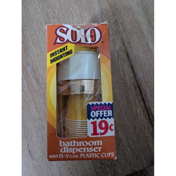 Other - Vintage Solo Cup Dispenser For Bathroom Wall Mounted Retro Yellow New Old Stock